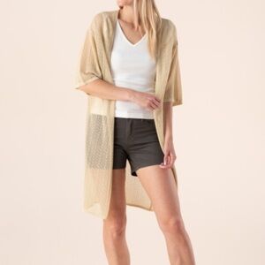 Molly Bracken Cream Knit Short Sleeve Open Front Cardigan